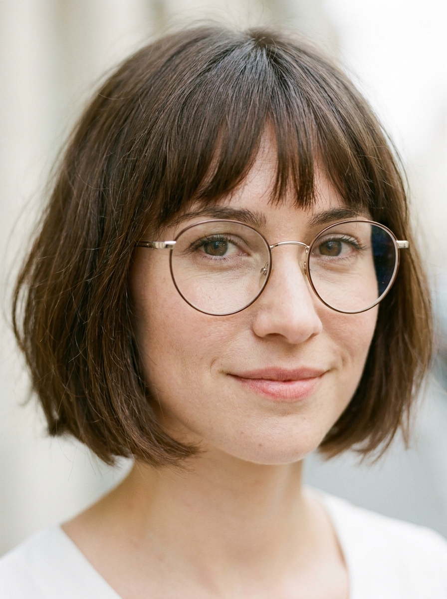 French Bob mit Brille als Kurzhaarfrisuren mit Brille Inspiration 2026